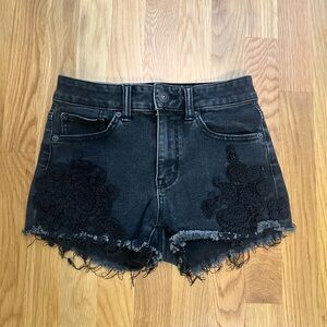 American Eagle Outfitters Black Jean Shorts with Lace